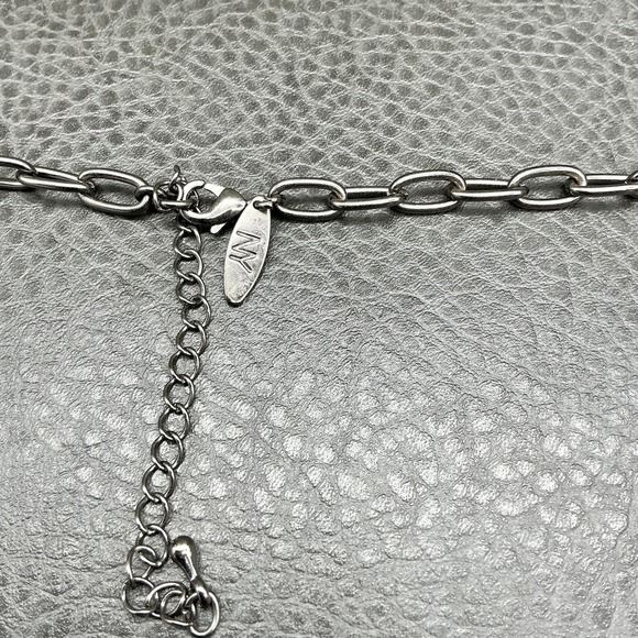 NY Beaded Statement Necklace Faceted Beads Silver Tone Chain Adjustable 30 Inch - Picture 8 of 9